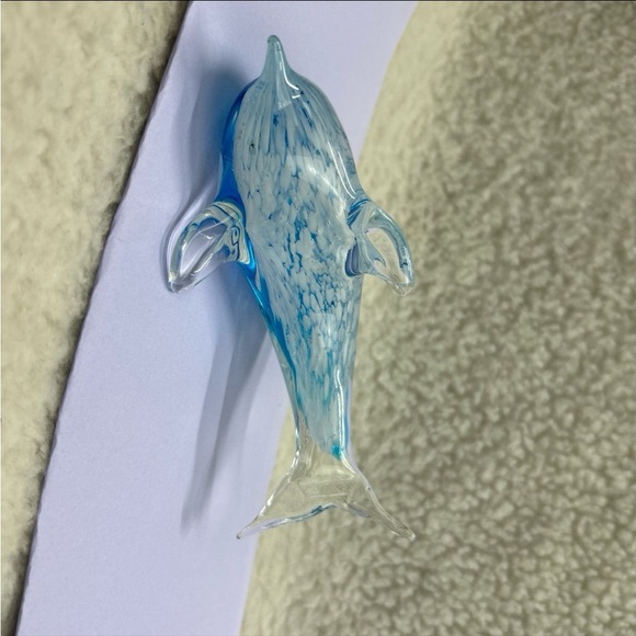 Art Glass paper weight jumping dolphin blue & white 3" x 6" - Picture 8 of 9